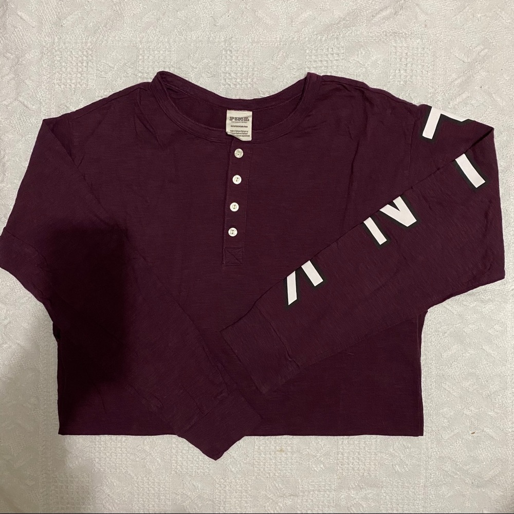 victoria’s secret pink burgundy long sleeve henley
